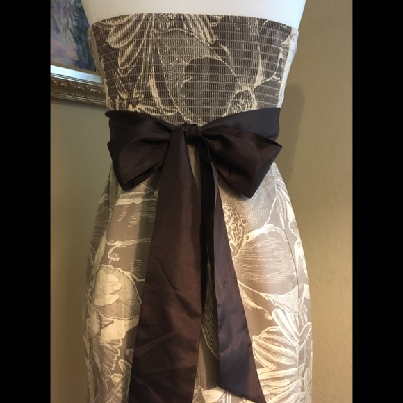 Anthropologie Maeve Brown/Cream Strapless Dress - Picture 5 of 6